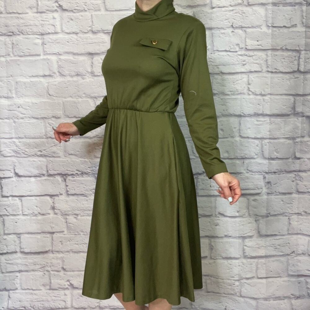 Vintage 80's Impromptu knit olive green midi dress - Picture 8 of 8